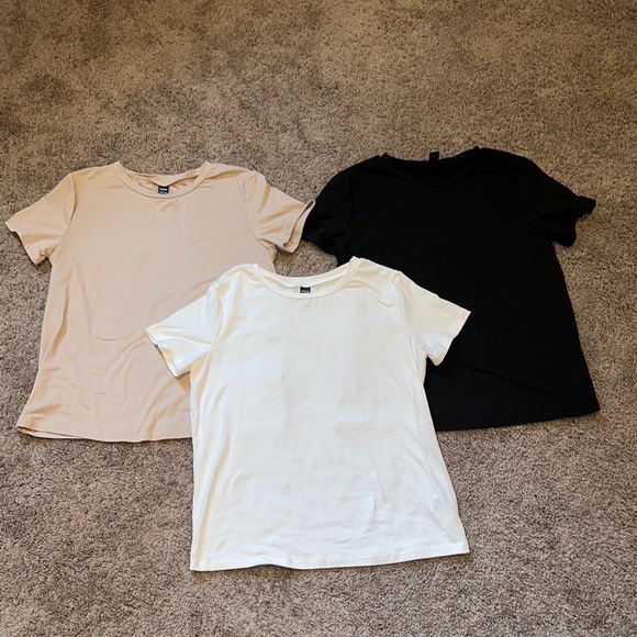 SHEIN Short Sleeve Tees - Black, White, and Cream - Picture 1 of 9